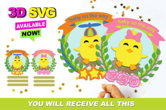 Baby Chicken on the Way Topper: Crafts & Graphics