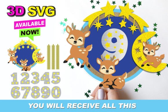 Baby Deer Cake Topper 3D SVG for Anniversaries