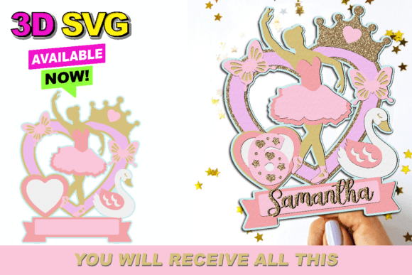 Ballerina Cake Topper 3D SVG for Birthday Content