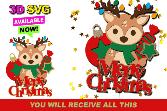Christmas Baby Deer Topper 3D SVG