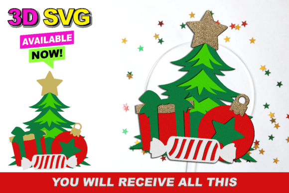 Christmas Tree Cake Topper 3D SVG: Crafts & Graphics