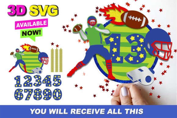 Football Player Cake Topper 3D SVG: Laser Cutting & Cake Toppers