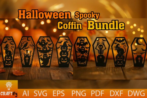 Halloween Spooky Coffin Bundle 3D SVG