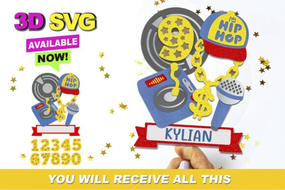 Hip Hop Cake Topper 3D SVG: Graphics for Crafts