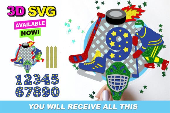 Hockey Cake Topper 3D SVG: Laser Cutting & Cake Toppers