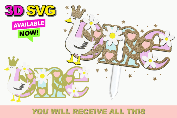 One Silly Goose Cake Topper 3D SVG: Graphics for Crafts