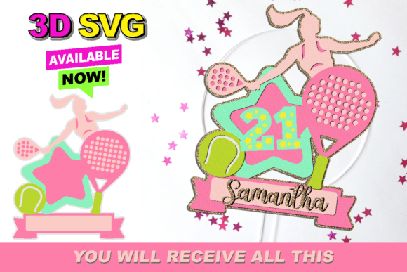 Padel Cake Topper 3D SVG for Sporty Birthday Creations