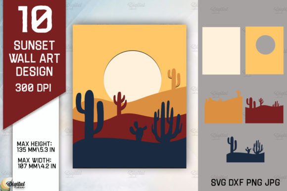 Sunset Wall Art Paper Cut. Sunset Prints