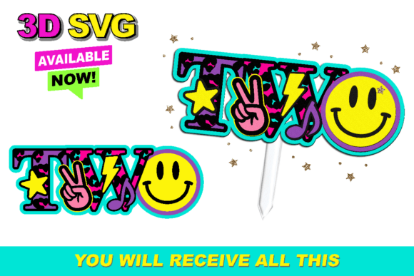 Two Cool Cake Topper 3D SVG