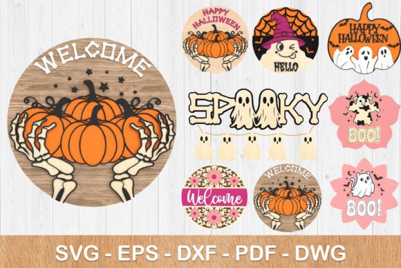 Welcome Halloween Sign Bundle: Laser Cutting & Autumn Design